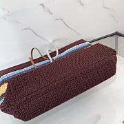Kitlife Miu Miu Brown Raffia Straw And Cotton Woven Tote Bag 5BG228 40x34x16cm - 5
