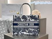Kitlife Dior Palms Jouy Embroidery Medium Book Tote White & Dark Blue 36x27.5x16.5cm - 1