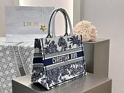 Kitlife Dior Palms Jouy Embroidery Medium Book Tote White & Dark Blue 36x27.5x16.5cm - 3