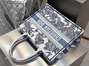 Kitlife Dior Palms Jouy Embroidery Medium White, Blue & Black Book Tote 36x27.5x16.5cm - 2