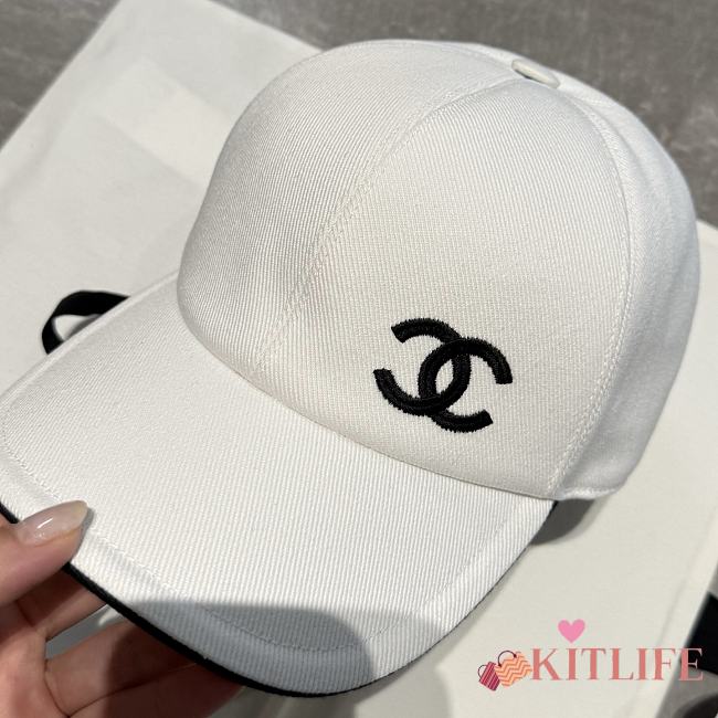 Kitlife Chanel Baseball Cap White Black Logo - 1