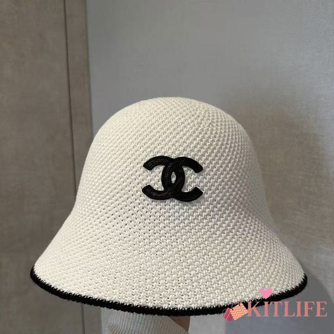 Kitlife Chanel 25P Bucket Hat White Black Logo - 1