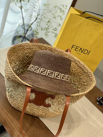 Kitlife Fendi Straw Hat Dark Brown