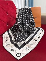 Kitlife Louis Vuitton Monogram Infinity Square Scarf Black 90x90cm - 4