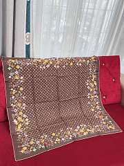Kitlife Louis Vuitton x TM Monogram Superflat Flowers Square Scarf Brown 90x90cm - 1