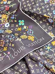 Kitlife Louis Vuitton x TM Monogram Superflat Flowers Square Scarf Brown 90x90cm - 6