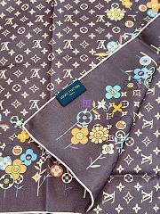 Kitlife Louis Vuitton x TM Monogram Superflat Flowers Square Scarf Brown 90x90cm - 3