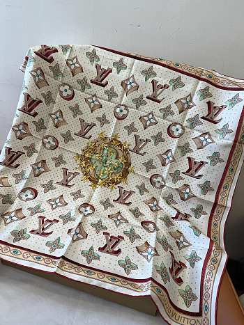 Kitlife Louis Vuitton Monogram Locks Square Scarf White 90x90cm