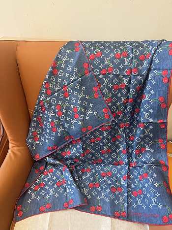 Kitlife Louis Vuitton Cherry Blue Denim Scarf 90x90cm