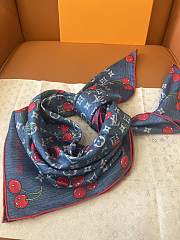 Kitlife Louis Vuitton Cherry Blue Denim Scarf 90x90cm - 5