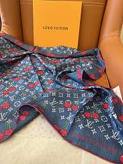 Kitlife Louis Vuitton Cherry Blue Denim Scarf 90x90cm - 3