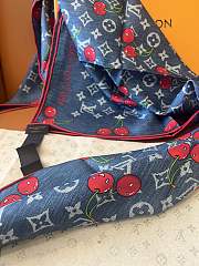 Kitlife Louis Vuitton Cherry Blue Denim Scarf 90x90cm - 2