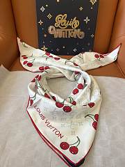 Kitlife Louis Vuitton Cherry White Scarf 90x90cm - 4