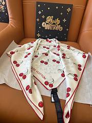 Kitlife Louis Vuitton Cherry White Scarf 90x90cm - 3