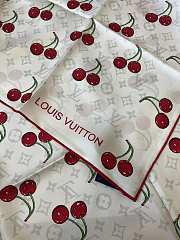 Kitlife Louis Vuitton Cherry White Scarf 90x90cm - 2