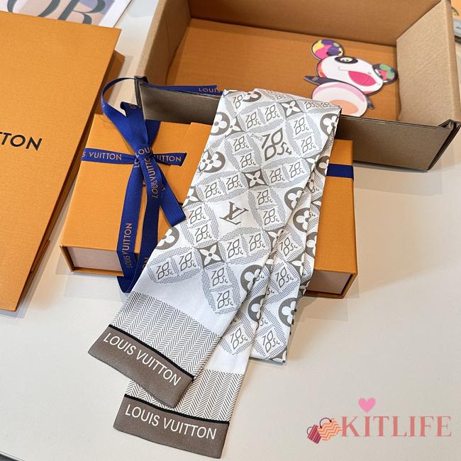 Kitlife Louis Vuitton Envy Silk Scarf Off-White 8x120cm - 1