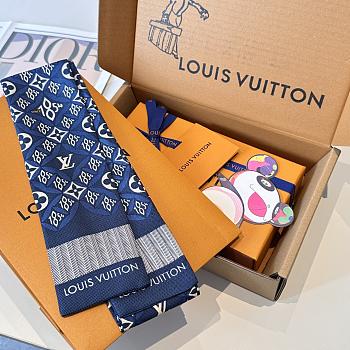 Kitlife Louis Vuitton Envy Silk Scarf Blue 8x120cm