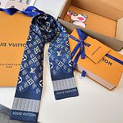 Kitlife Louis Vuitton Envy Silk Scarf Blue 8x120cm - 4