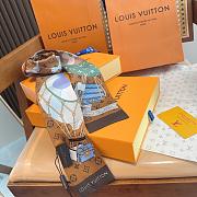Kitlife Louis Vuitton Lujia Tuya Polka Dot Pattern Scarf Brown 120x8cm - 3