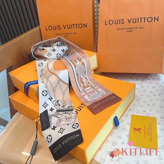 Kitlife Louis Vuitton Lujia Tuya Polka Dot Pattern Scarf Brown & White 120x8cm  - 1