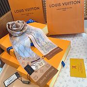 Kitlife Louis Vuitton Lujia Tuya Polka Dot Pattern Scarf Brown & Pink 120x8cm - 5
