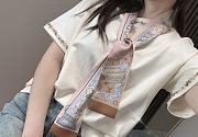 Kitlife Louis Vuitton Lujia Tuya Polka Dot Pattern Scarf Brown & Pink 120x8cm - 2