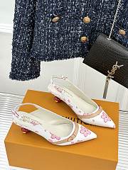 Kitlife Louis Vuitton x TM Flower Slingback White With Cherry Heel  - 6