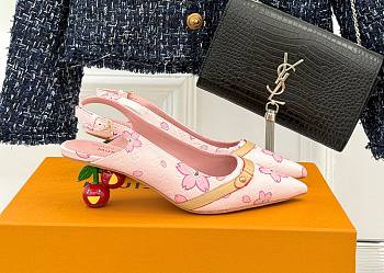 Kitlife Louis Vuitton x TM Flower Slingback Pink With Cherry Heel 