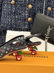 Kitlife Louis Vuitton x TM Slingback Black Multicolor With Cherry Heel - 4