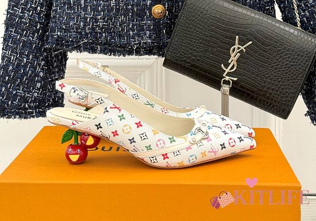 Kitlife Louis Vuitton x TM Slingback White Multicolor With Cherry Heel - 1