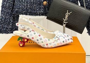 Kitlife Louis Vuitton x TM Slingback White Multicolor With Cherry Heel