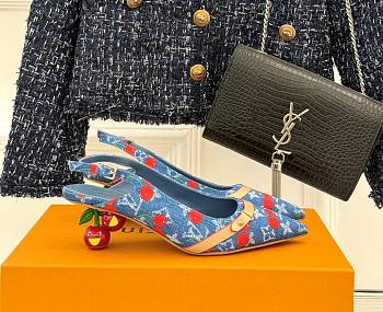 Kitlife Louis Vuitton x TM Cherry Blue Denim Slingback With Cherry Heel
