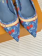 Kitlife Louis Vuitton x TM Cherry Blue Denim Slingback With Cherry Heel - 6