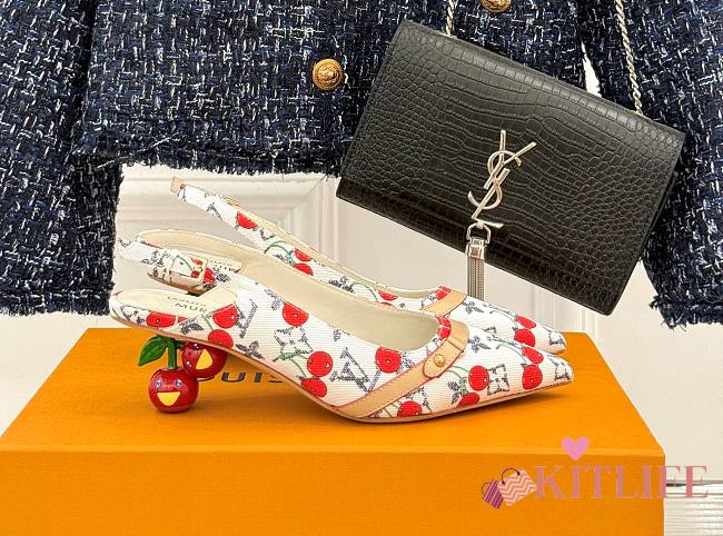 Kitlife Louis Vuitton x TM Cherry White Slingback With Cherry Heel - 1