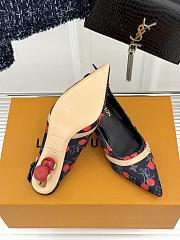 Kitlife Louis Vuitton x TM Cherry Black Denim Slingback With Cherry Heel - 3