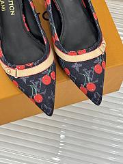 Kitlife Louis Vuitton x TM Cherry Black Denim Slingback With Cherry Heel - 2