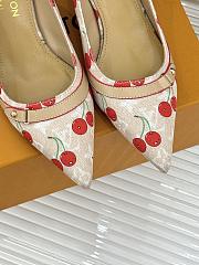 Kitlife Louis Vuitton x TM Cherry Beige Denim Slingback With Cherry Heel - 4