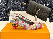 Kitlife Louis Vuitton x TM Cherry Grey Denim Slingback With Cherry Heel - 1