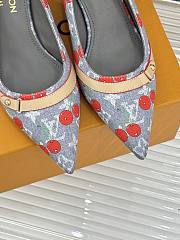 Kitlife Louis Vuitton x TM Cherry Grey Denim Slingback With Cherry Heel - 5