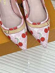 Kitlife Louis Vuitton x TM Cherry Pink Denim Slingback With Cherry Heel - 5
