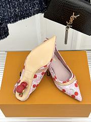 Kitlife Louis Vuitton x TM Cherry Pink Denim Slingback With Cherry Heel - 2