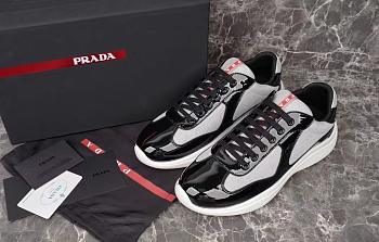 Kitlife Prada America's Cup Black Patent Leather and Grey Technical Fabric Sneakers