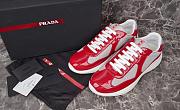 Kitlife Prada America's Cup Red Patent Leather and Grey Technical Fabric Sneakers - 1