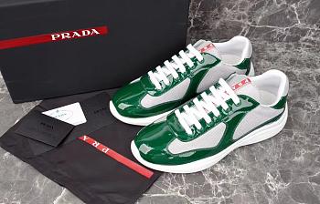 Kitlife Prada America's Cup Green Patent Leather and Grey Technical Fabric Sneakers
