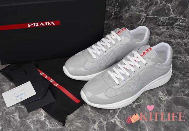 Kitlife Prada America's Cup Grey Patent Leather and Grey Technical Fabric Sneakers - 1