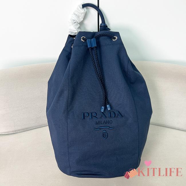 Kitlife Prada Canvas Drawstring Duffel Bag Dark Blue 2VY011 34x55x34cm - 1