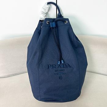 Kitlife Prada Canvas Drawstring Duffel Bag Dark Blue 2VY011 34x55x34cm