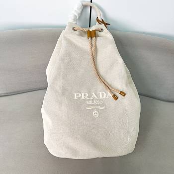 Kitlife Prada Canvas Drawstring Duffel Bag White 2VY011 34x55x34cm