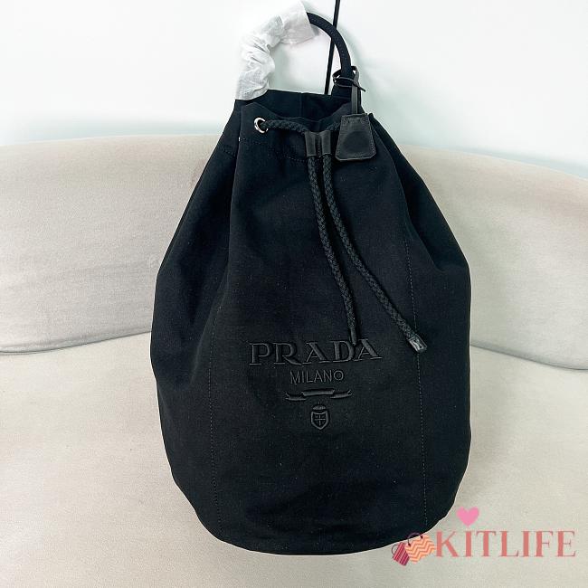 Kitlife Prada Canvas Drawstring Duffel Bag Black 2VY011 34x55x34cm - 1
