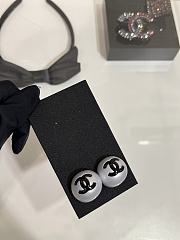 Kitlife Chanel 25P Black Enamel CC Pearl Round Button Earrings - 2